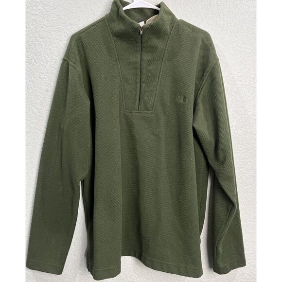North Face Mens Vtg 1/4 Zip Pullover Sweater Size L Honeycomb Knit Micro Fleece - Picture 1 of 7